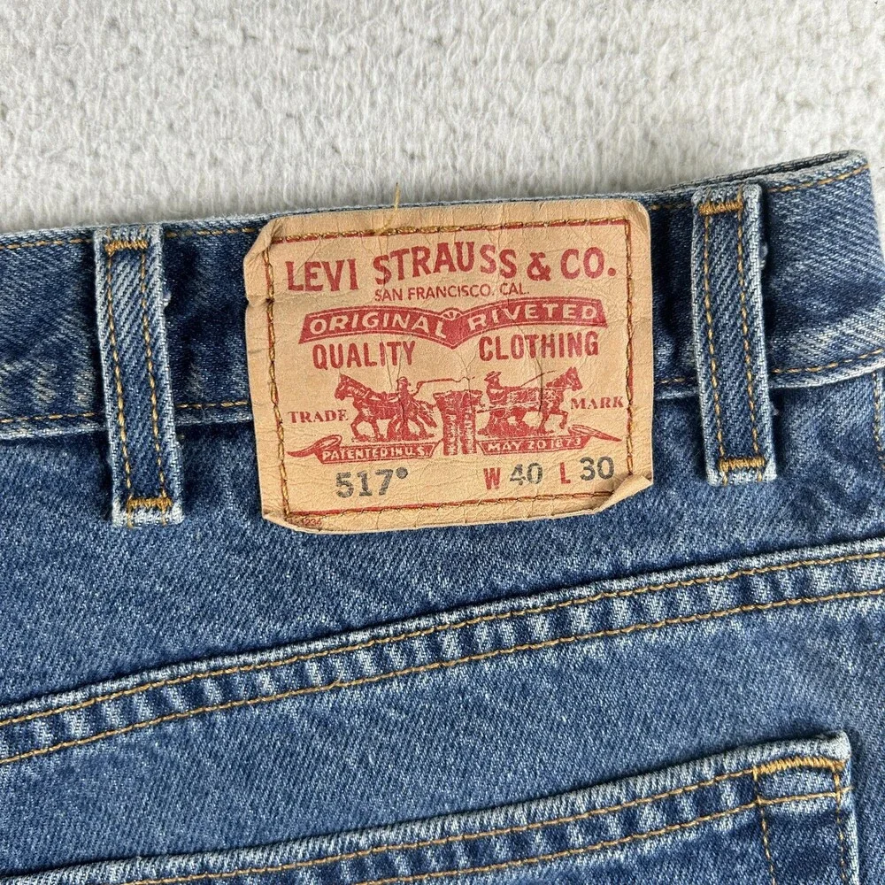 Levis 517 Jeans Mens 40x27 Medium Wash Denim Slim Bootcut Zip Fly Classic Hemmed